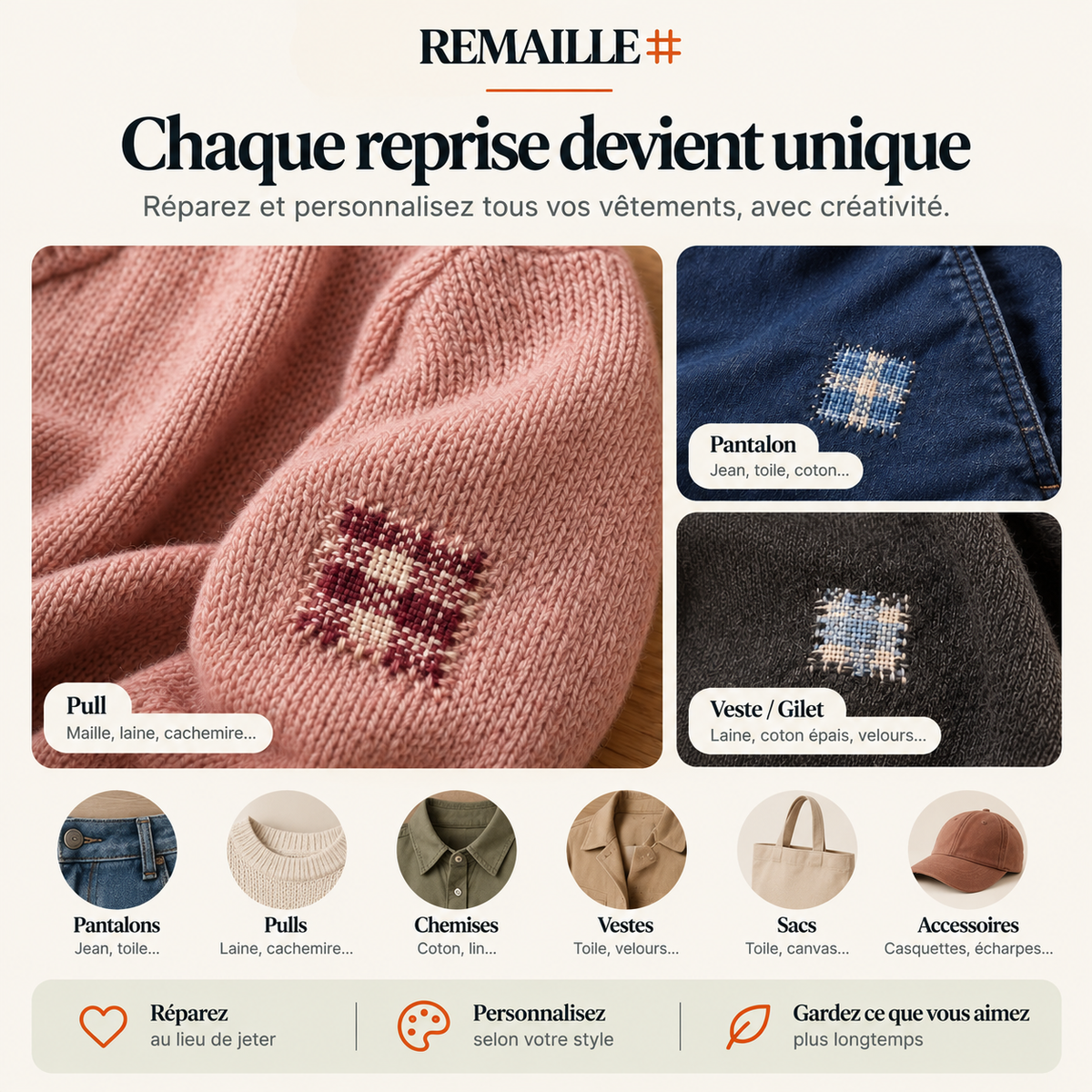Le Kit REMAILLE — Réparez & personnalisez vos vêtements